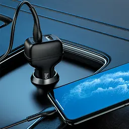 Комплект автомобільний HOCO Lightning Cable Leader Z36 2USB набір із кабелем чорний - мініатюра 3