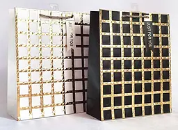 Пакет паперовий 32×26×10 см "Золоті квадрати" 12 шт в упаковці (291981)