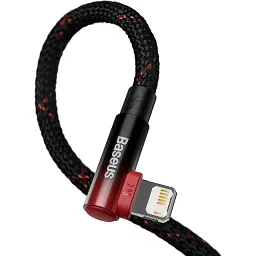 Дата кабель USB 2.0 AM to Lightning 2.0m 2.4A 90° corner black/red Baseus (CAVP000120) - мініатюра 4