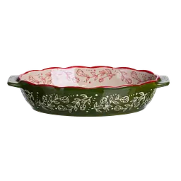 Форма для запекания Vintage фарфоровая овальная 700 мл с ручками для духовки выпекание запеканок блюд мяса овощей 21х15х5 см Зеленый - миниатюра 3