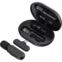 Мікрофон K60 Lightning бездротовий петличний приймач + мікрофон + зарядний кейс Black (17618) - мініатюра 2