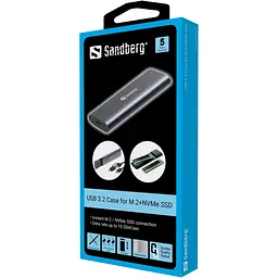 Зовнішня кишеня для SSD M.2, (NVMe) M-Key USB Type-C 3.2 сіра Sandberg - мініатюра 4