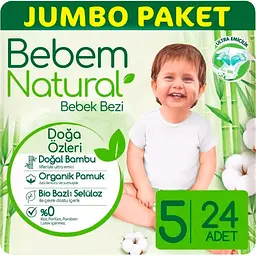 Підгузки Bebem Natural 5 Junior 11-18 кг 24 шт (8690536806034) - мініатюра 2
