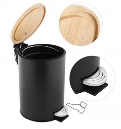 Відро для сміття Yoka Vini black bamboo 3л CH.VINI-BLK, Чорний матовий - мініатюра 7