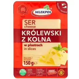 Сир напівтвердий Mlekpol Королівський із Кольна нарізаний 150 г (5900820005528)