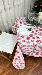 Водовідштовхувальна Скатертина з принтом Чарівні сніжинки 170х120 см Білий