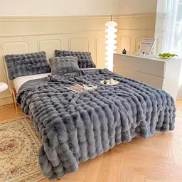 Плед Dushka Home Шиншилла Пузырь 21777 200х230 см светло-серый
