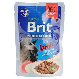 Вологий корм для стерилізованих котів Brit Premium Delicate Fillets in Gravy Lamb for Sterilised філе в соусі ягня 85 г - мініатюра 2