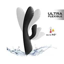 Вібратор-кролик з підігрівом Dorcel FLEXI RABBIT BLACK, гнучкий стовбур - мініатюра 1