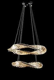 Двоярусна хромована світлодіодна люстра Splendid Ray LD8955/600+450/2B LED (CH) з фігурними кришталевими контурами 60/45 см - мініатюра 3
