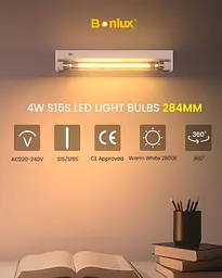 Bonlux 4W S15s Світлодіодні лампи 284 мм Теплий білий 2800K 60W S15 Заміна лампи S15s Fitting Lamp T25 Трубчаста прозора - мініатюра 3