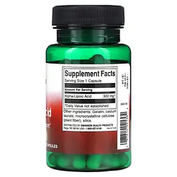 Альфа-ліпоєва кислота Alpha Lipoic Acid 300 mg 60 капсул Swanson vit0006595 - мініатюра 2