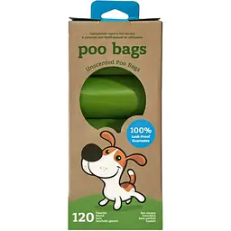 Одноразові пакети для прибирання за тваринами Poo Bags без запаху в рулонах 120 шт.