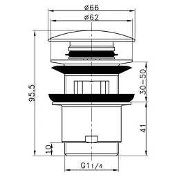 Донний клапан Frap F60, автомат, 1 1/4", хром, Хром - мініатюра 6