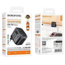 Мережевий зарядний пристрій Borofone BAC13 Leader 3-port PD20W(1C2A) universal conversion charger чорний - мініатюра 2