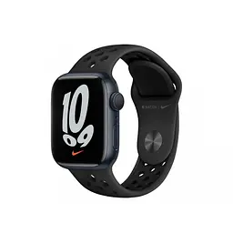Смарт-годинник Apple Watch Nike Series 7 GPS 41 mm Midnight Aluminum Case w. Anthracite/Black Nike Sport Band (MKN43)