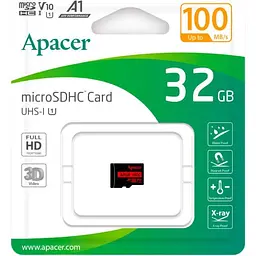 Карта пам'яті Apacer MicroSDHC 32Gb Class 10 UHS-I/U1 R100 (AP32GMCSH10UB-RA) [121248] - мініатюра 2