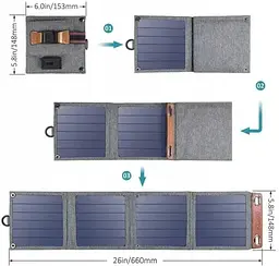 Складаний сонячний зарядний пристрій Solar panel 14 W B09B95QZXK Сонячна панель - мініатюра 3