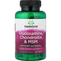 Комплекс для суглобів Swanson Glucosamine Chondroitin & MSM Higher Strength 120 таблеток