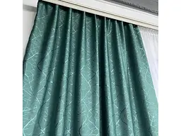 Льняні штори "бите скло" бірюзового кольору 2шт. 150х270 з білим шифоновим тюлем 400х270, на тасьм ALBO pbe0052739 - мініатюра 6