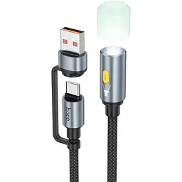 Ліхтарик на кабелі з адаптером Hoco UA38C USB/Type-C to LED Light Adapter Cable black