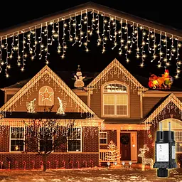 Гірлянда SALCAR 5m 200 LED Icicle Lights, живлення від мереж різдвяні казкові вогні з 24 краплями, 8 миготливих режимів