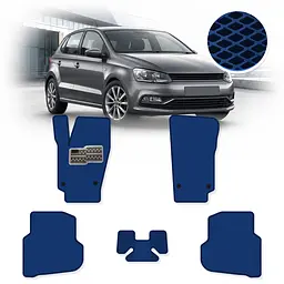 Килимки в салон EVA для Volkswagen Polo V 2009-2017 з підп'ятником Сині 5 шт