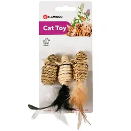 Flamingo mice seaweed nature мишка іграшка для котів мотузкова плетена 2.5х5 см 3 од