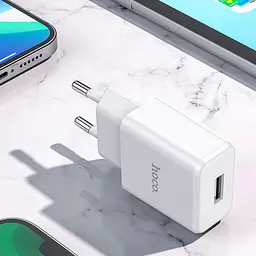 Мережевий зарядний пристрій 1 USB Hoco N9 2.1 A White - мініатюра 2