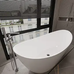 Ванна окремостояча матова Amidicon Capri 170x77 з литого каменю CAPRI_170_MAT, Білий матовий - мініатюра 5