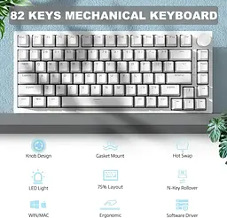 Ігрова механічна клавіатура Ajazz Ak820 / Дротове підключення / Blue Switch / White - мініатюра 3