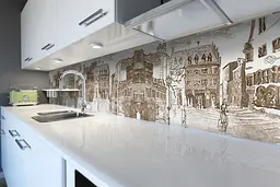 Кухонний фартух Старовинне місто вінілова наклейка ПВХ Архітектура Бежевий 60х250 см Happy Pocket Z180709 - мініатюра 6