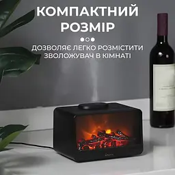 Зволожувач повітря Happy Life HPLN001BR Камін чорний - мініатюра 5