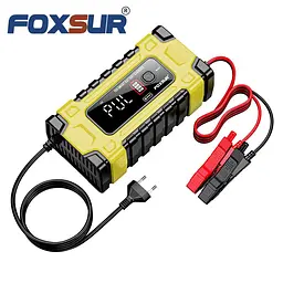 Автомобільний зарядний пристрій 12V/24V Foxsur FBC122410E Автоматичний імпульсний з функцією відновлення Yellow (19432)