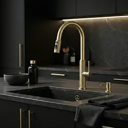 Змішувач для кухні Rea Master із висувним виливом brushed gold REA-B7204 - мініатюра 4