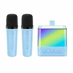 Портативна Bluetooth колонка K18 з LED-підсвічуванням 2 мікрофони Блакитний - мініатюра 2