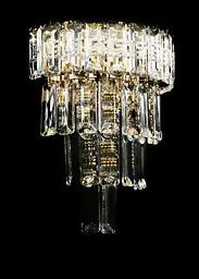 Золотисте настінне бра з кришталевим декором Splendid Ray B2211/2W+LED (SGD), 30 см на 2 лампи E14 з LED-підсвічуванням - мініатюра 2