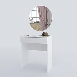 Туалетний столик із круглим дзеркалом 750*700*450 мм Білий - мініатюра 2