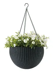 Горщик для рослин Keter Rattan Hanging Sphere з ланцюжками підвісний антрацит 8.6 л - мініатюра 4