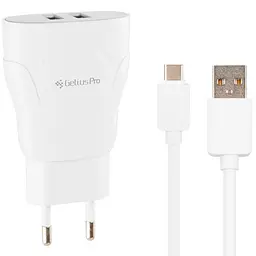 Мережевий зарядний пристрій Gelius Pro Focus GP-HC01 2.1 A White з кабелем Type C