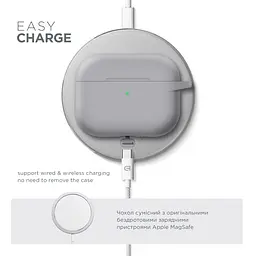 Силіконовий чохол для навушників Apple AirPods Pro 3, Hang Case, сірий, ультратонкий захисний кейс товщиною 2 мм, захист від подряпин, пилу та ударів, компактний, з карабіном для кріплення, ArmorStandart (ARM88275) - мініатюра 7