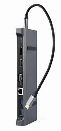 Док-станція Cablexpert USB-C 9-в-1 (A-CM-COMBO9-02) USB-хаб + HDMI/VGA/PD/LAN/3.5-мм аудіо - мініатюра 2
