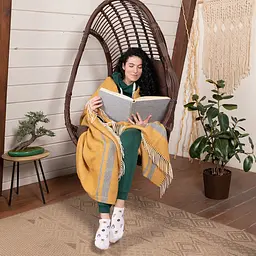 Плед Love You мериносовий однотонний із смужками 140x200 см 4489 - мініатюра 4