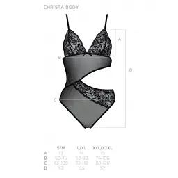 Боді з ажурним ліфом Passion CHRISTA BODY L/XL, black - мініатюра 5