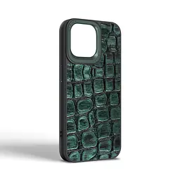 Кожаный чехол для Apple iPhone 15 Pro Max, Harder Kaiju Skin, зеленый, термополиуретан ТПУ + экокожа с эффектом текстуры монстра, панель, защита корпуса, противоударный, микрофибра, рамка вокруг камеры, защита всего корпуса, (ARM76846) - мініатюра 2