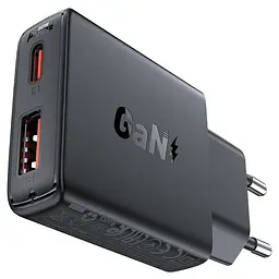 Сетевой зарядний пристрій ACEFAST A69 PD30W GaN (USB-A+USB-C) ultra-thin charger чорний - мініатюра 2