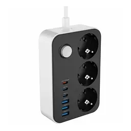 Мережевий фільтр живлення ColorWay CW-CHE36PDB, 3 розетки/ 3USB + 3TYPE-C 2M (CW-CHE36PDB)