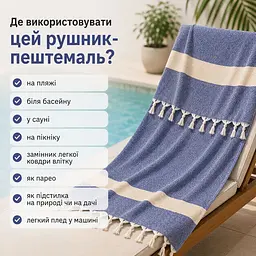 Рушник пештемаль Turkey Towel 100х180 см легкий великий для пляжу басейну бані сауни підстилка на дачу пікнік природу відпустку море ромб темно-синій - мініатюра 3
