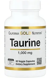 Амінокислота Таурин 1000 мг, California Gold Nutrition, 60 веганських капсул