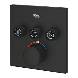 Термостат прихованого монтажу з 3 кнопками управління Grohe Grohtherm SmartControl 102167KF00, Чорний матовий - мініатюра 4